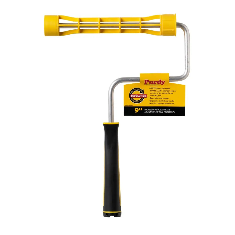 Purdy Revolution Plastic Roller Frame - Ergo Grip - Yellow and Black - 9 1/2" roller at Colour Land