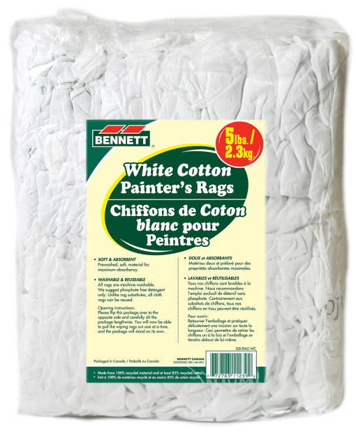 BENNETT 5LB RAG WC White Cotton Painters Rags patching at Colour Land