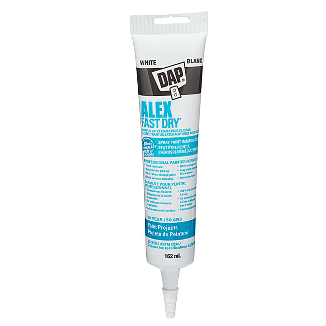 DAP Alex Fast Dry White Acrylic Latex Caulk with Silicone 162 mL