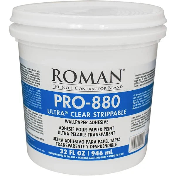 Roman Pro-838 Heavy Duty Clear Wallcovering Adhesive Quart 946 mL at Colour Land
