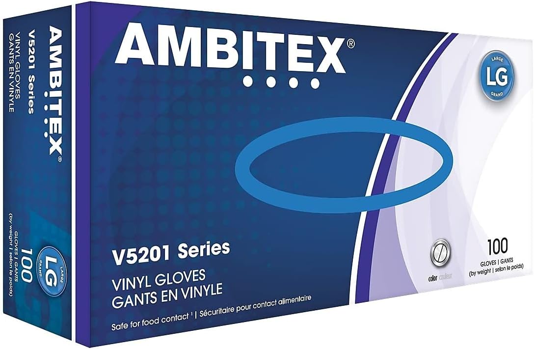 Ambitex X-Large Vinyl Gloves V5201 Series 100 Count