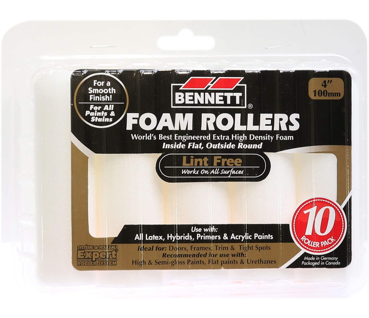 Bennett four-inch round-end foam rollers, ten-pack