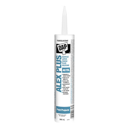 DAP ALEX PLUS All-Purpose Acrylic Latex Caulk Plus Silicone, 300 mL, Clear