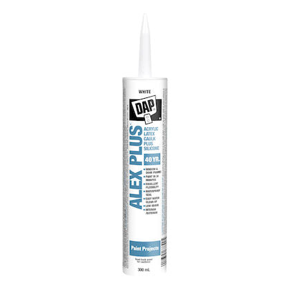 DAP ALEX PLUS All-Purpose Acrylic Latex Caulk Plus Silicone, 300 mL, White