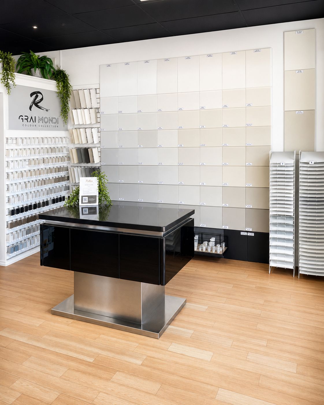 The full Benjamin Moore colour wall at Colour Land Paint, Burlington