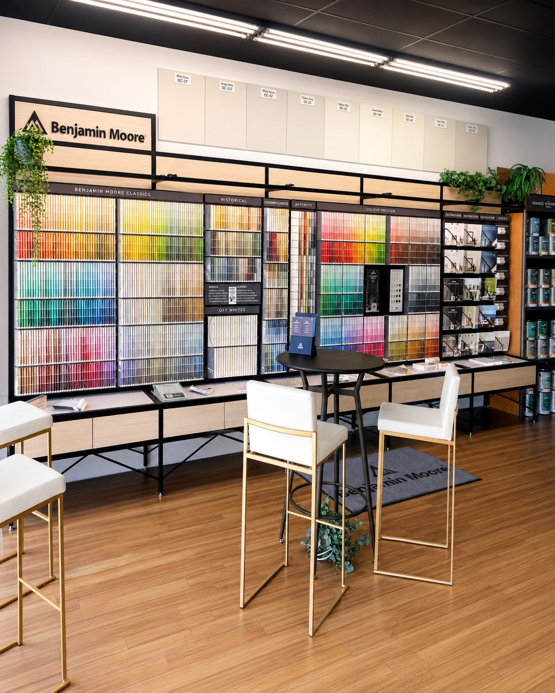 The Graimondi Colour Collection display wall at Colour Land Paint in Burlington, Ontario